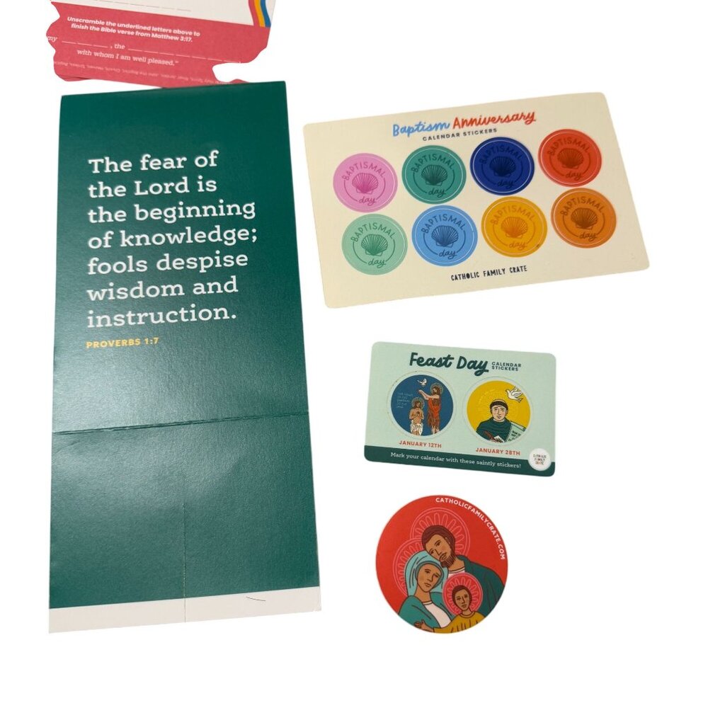 Catholic Family Crate January Baptism Subscription Box Thomas Aquinas Stickers - Picture 8 of 9